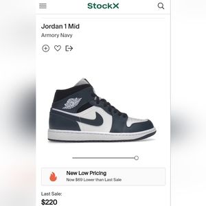 Jordan 1 mid armory navy size 11.5